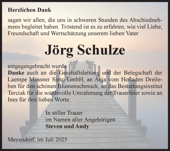 Traueranzeige von Jörg Schulze von Volksstimme Oschersleben/Wanzleben