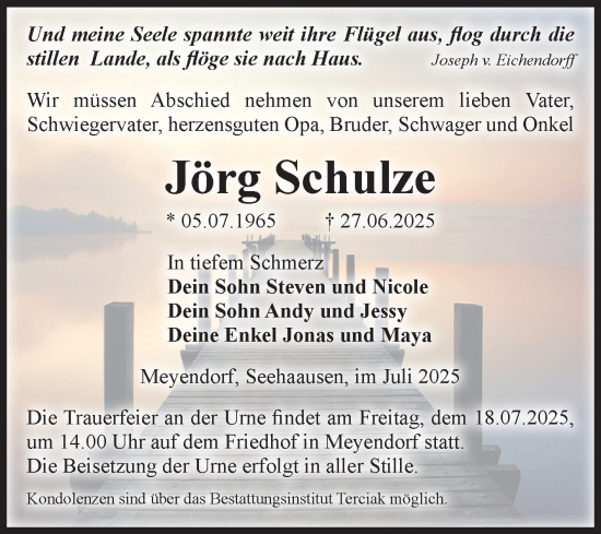 Traueranzeige von Jörg Schulze von Volksstimme Oschersleben/Wanzleben