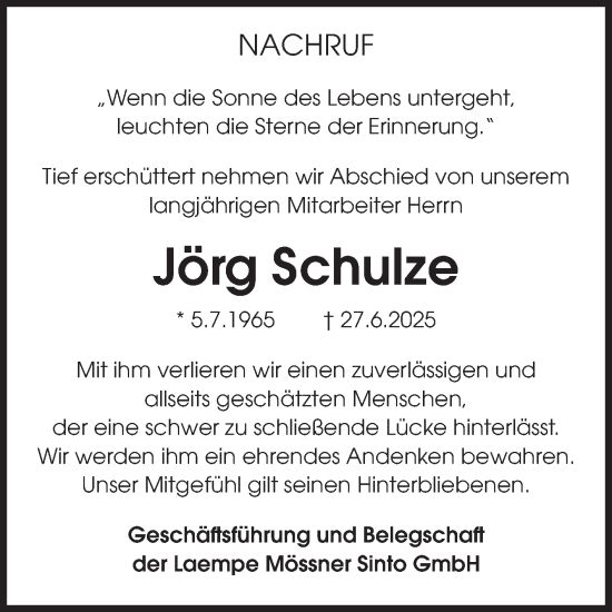 Traueranzeige von Jörg Schulze von Volksstimme Oschersleben/Wanzleben