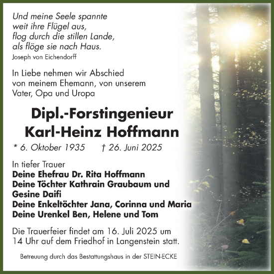 Traueranzeige von Karl-Heinz Hoffmann von Volksstimme Halberstadt