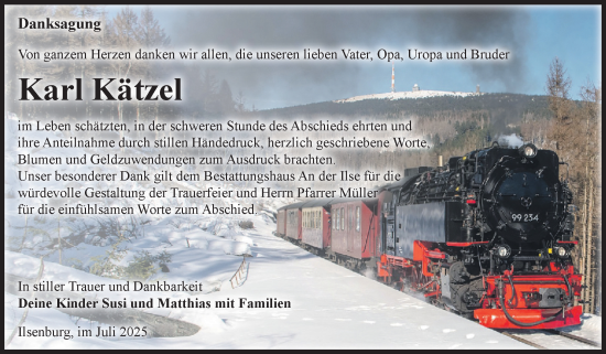 Traueranzeige von Karl  Kätzel von Volksstimme Wernigerode