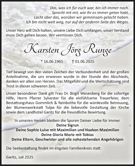 Traueranzeige von Karsten Jörg Runge von Volksstimme Zerbst