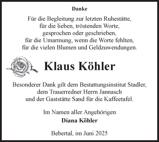 Traueranzeige von Klaus Köhler von Volksstimme Haldensleben/Wolmirstedt