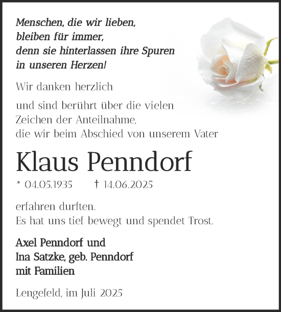 Traueranzeige von Klaus Penndorf von Super Sonntag Naumburg/Nebra