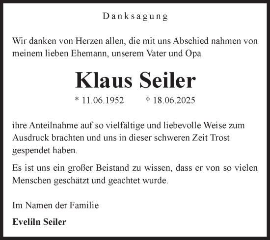 Traueranzeige von Klaus Seiler von Volksstimme Schönebeck