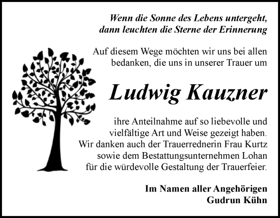 Traueranzeige von Ludwig Kauzner von Trauerkombi Bitterfeld