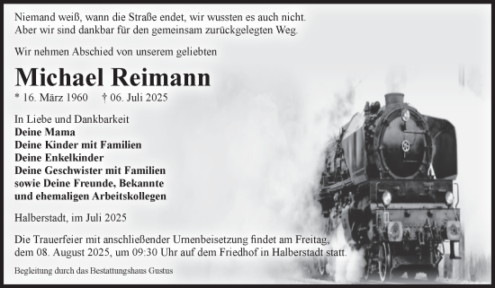 Traueranzeige von Michael Reimann von Volksstimme Oschersleben/Wanzleben