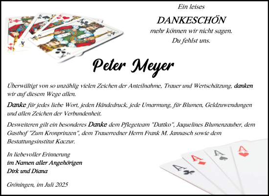 Traueranzeige von Peter Meyer von Volksstimme Oschersleben/Wanzleben