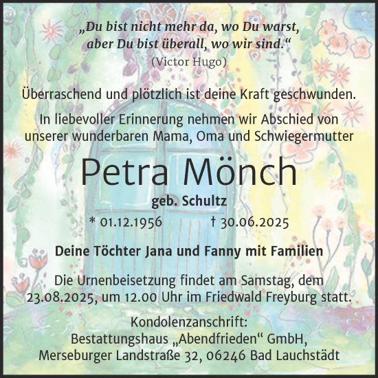 Traueranzeige von Petra Mönch 