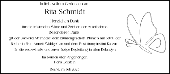 Traueranzeige von Rita Schmidt von Volksstimme Staßfurt