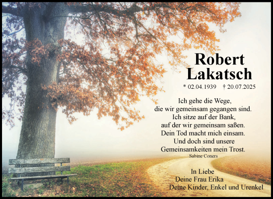 Traueranzeige von Robert Lakatsch von Volksstimme Haldensleben/Wolmirstedt
