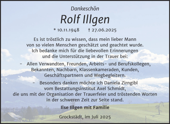 Traueranzeige von Rolf Illgen von Trauerkombi Merseburg