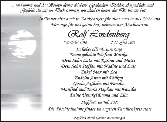 Traueranzeige von Rolf Lindenberg 
