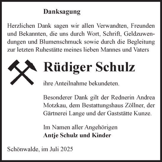 Traueranzeige von Rüdiger Schulz von Volksstimme Altmark Ost