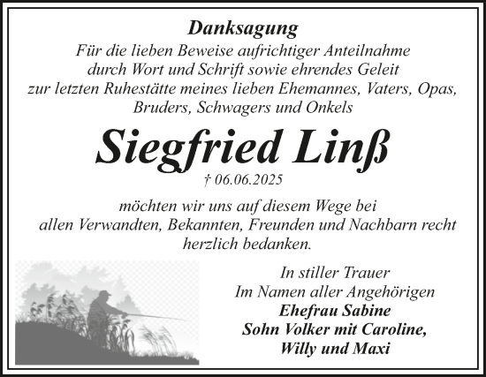 Traueranzeige von Siegfried Linß von Trauerkombi Dessau