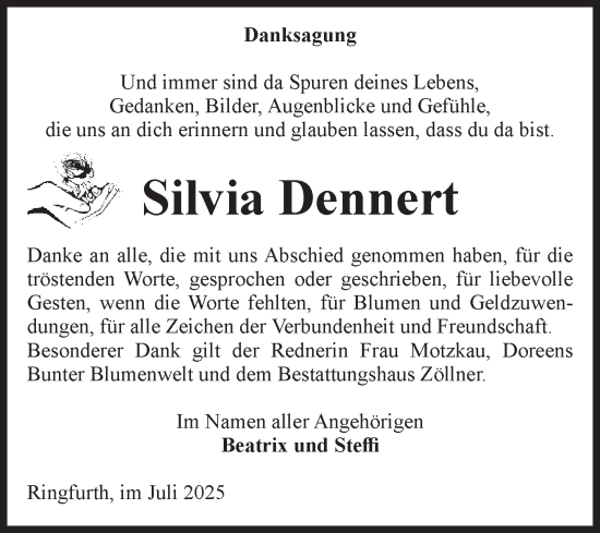 Traueranzeige von Silvia Dennert von Volksstimme Altmark Ost