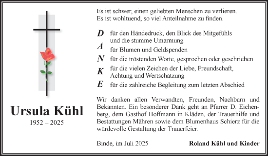 Traueranzeige von Ursula Kühl von Volksstimme Altmark West