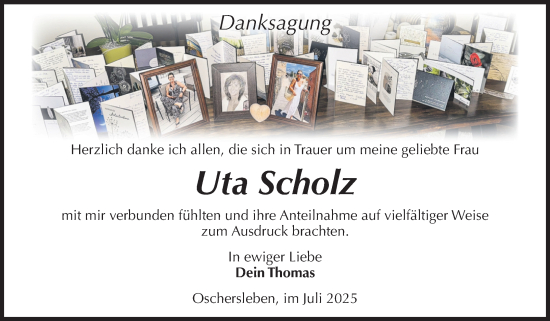 Traueranzeige von Uta Scholz von Volksstimme Oschersleben/Wanzleben