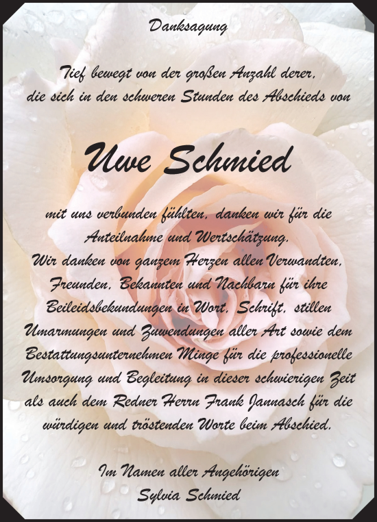 Traueranzeige von Uwe Schmied von Volksstimme Oschersleben/Wanzleben