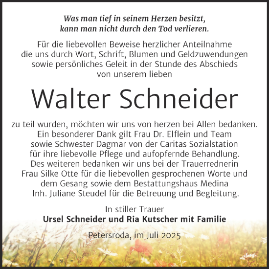 Traueranzeige von Walter Schneider von Trauerkombi Bitterfeld