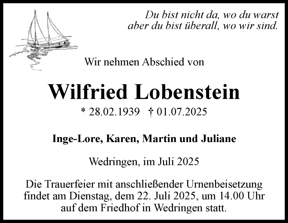  Traueranzeige für Wilfried Lobenstein vom 12.07.2025 aus Volksstimme Haldensleben/Wolmirstedt