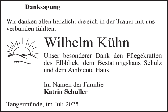 Traueranzeige von Wilhelm Kühn von Volksstimme Altmark Ost