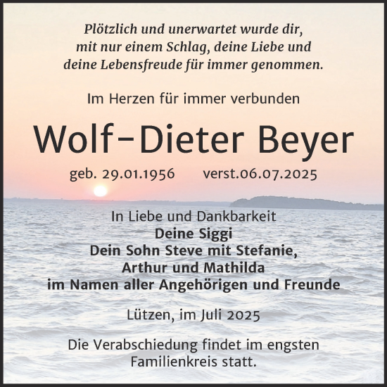 Traueranzeige von Wolf-Dieter Beyer von Trauerkombi Weißenfels