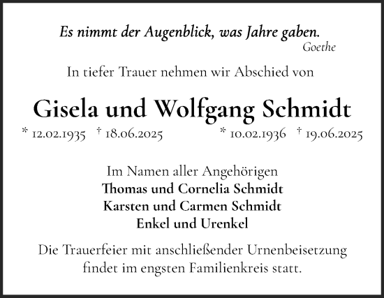 Traueranzeige von Wolfgang Schmidt von Mitteldeutsche Zeitung Halle/Saalkreis