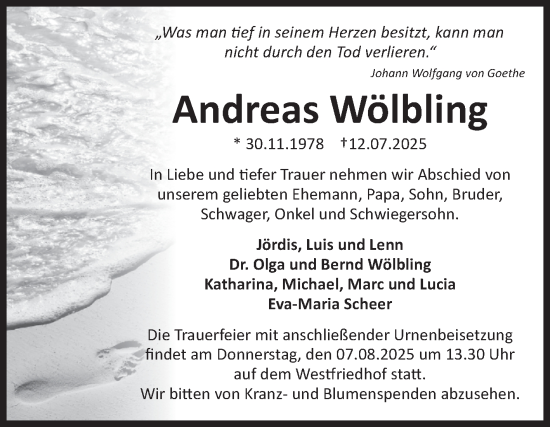 Traueranzeige von Andreas Wölbling von Volksstimme Magdeburg