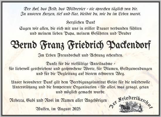 Traueranzeige von Bernd Franz Friedrich  von Trauerkombi Köthen