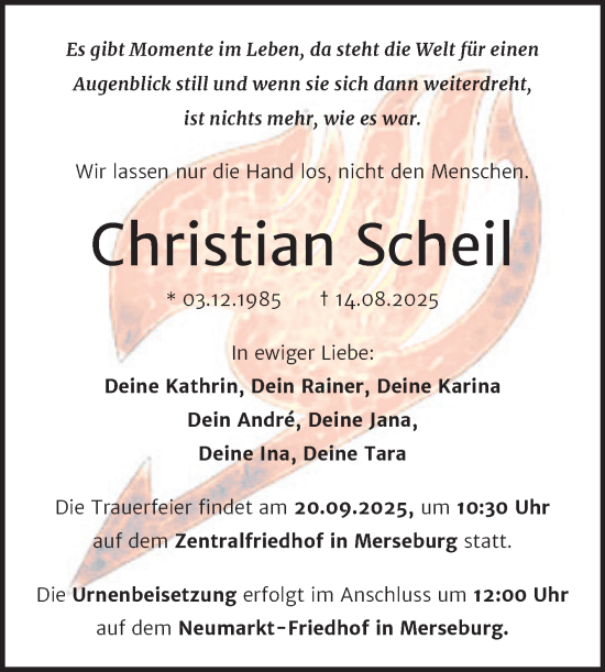 Traueranzeige von Christian Scheil von Trauerkombi Merseburg