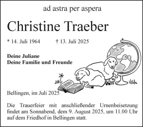 Traueranzeige von Christine Traeber von Volksstimme Altmark Ost