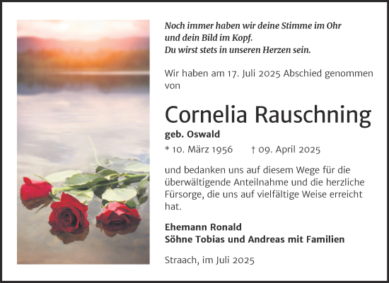 Traueranzeige von Cornelia Rauschning von Trauerkombi Wittenberg