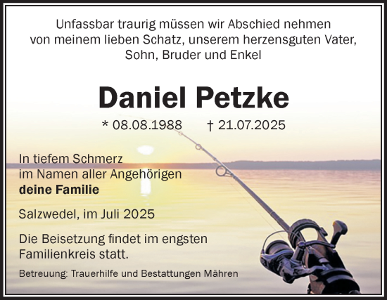 Traueranzeige von Daniel Petzke von Volksstimme Altmark West