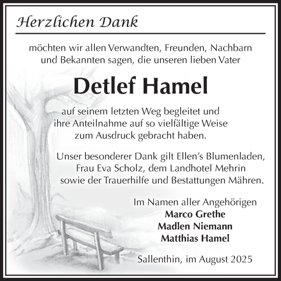 Traueranzeige von Detlef Hamel von Volksstimme Altmark West