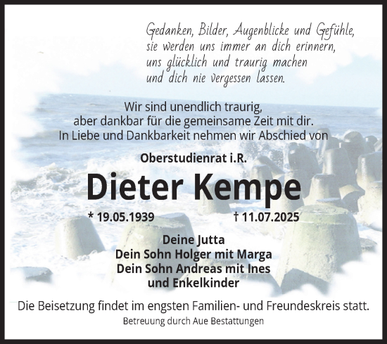 Traueranzeige von Dieter Kempe von Volksstimme Magdeburg