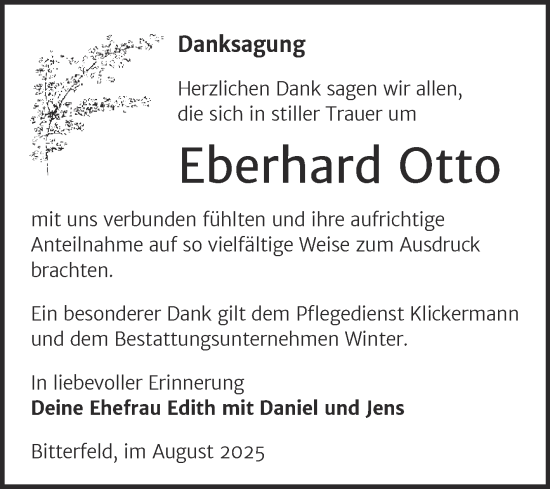 Traueranzeige von Eberhard Otto von Trauerkombi Bitterfeld