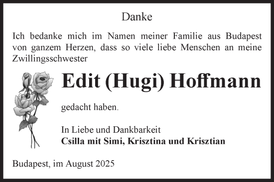 Traueranzeige von Edit Hoffmann von Volksstimme Zerbst