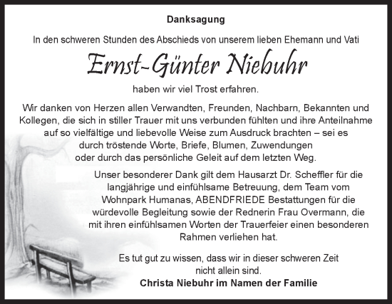 Traueranzeige von Ernst-Günter Niebuhr von Volksstimme Magdeburg