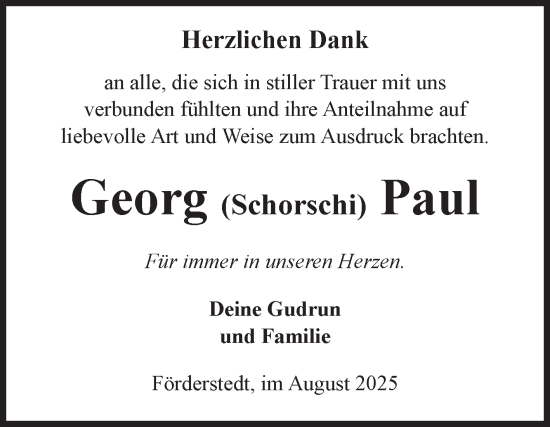 Traueranzeige von Georg   Paul 
