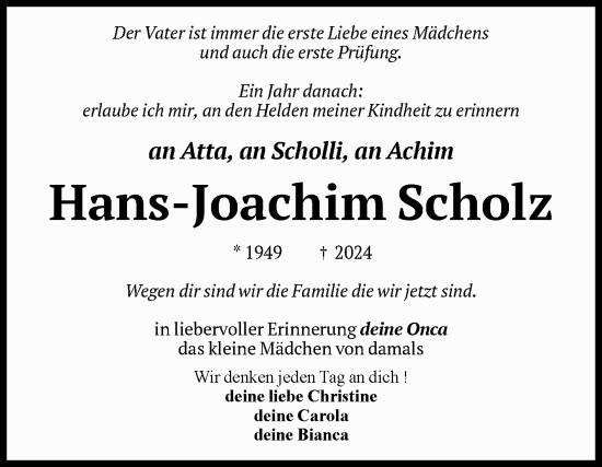 Traueranzeige von Hans-Joachim Scholz von Volksstimme Halberstadt