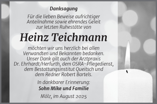 Traueranzeige von Heinz Teichmann von Trauerkombi Köthen
