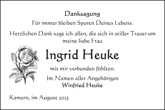 Traueranzeige von Ingrid Heuke von Volksstimme Altmark Ost