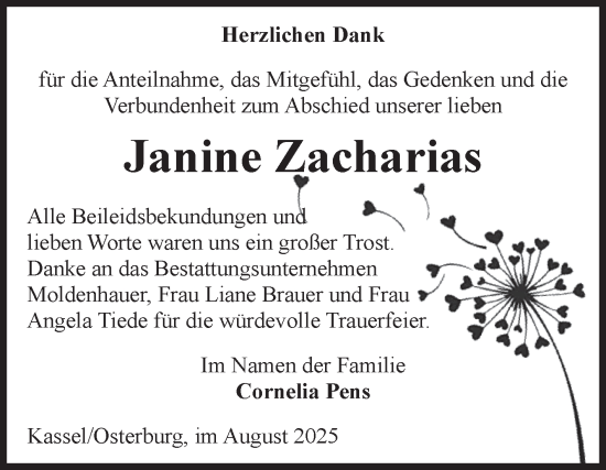Traueranzeige von Janine Zacharias von Volksstimme Altmark Ost