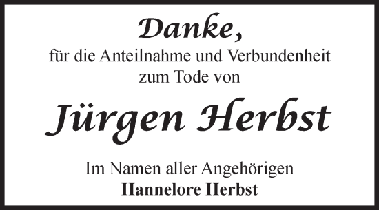 Traueranzeige von Jürgen Herbst von Volksstimme Oschersleben/Wanzleben