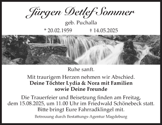 Traueranzeige von Jürgen Detlef Sommer von Volksstimme Magdeburg