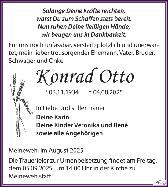 Traueranzeige von Konrad Otto von Trauerkombi Zeitz