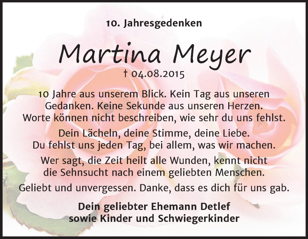  Traueranzeige für Martina Meyer vom 02.08.2025 aus Trauerkombi Bitterfeld