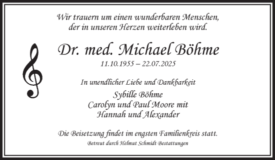 Traueranzeige von Michael Böhme von Volksstimme Magdeburg