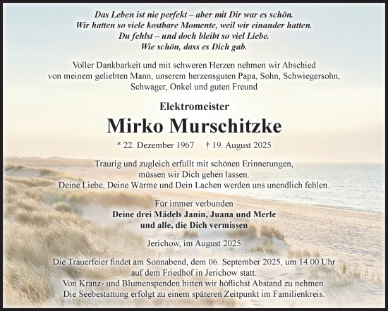 Traueranzeige von Mirko Murschitzke von Volksstimme Burg/Genthin
